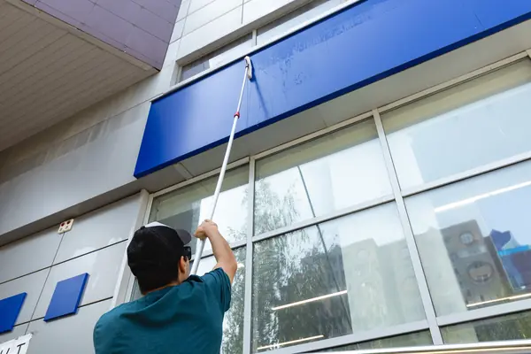 Storefront window cleaning